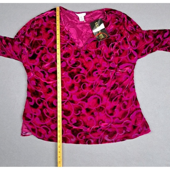 Vintage Diane Von Furstenberg Silk Assets Blouse Women's 1X‎ Velvet Bell Sleeve - Picture 7 of 9